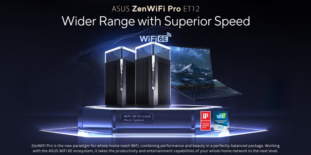 ASUS ZenWiFi Pro ET12 AXE11000 Tri-Band WiFi 6E Extendable Router - New ...