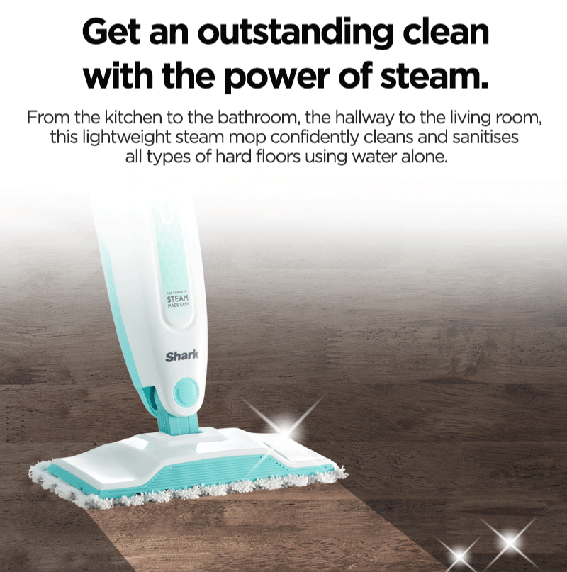 Shark Steam Mop 375ml, Floor cleaning mop with 2 Dirt Grip Pads ...