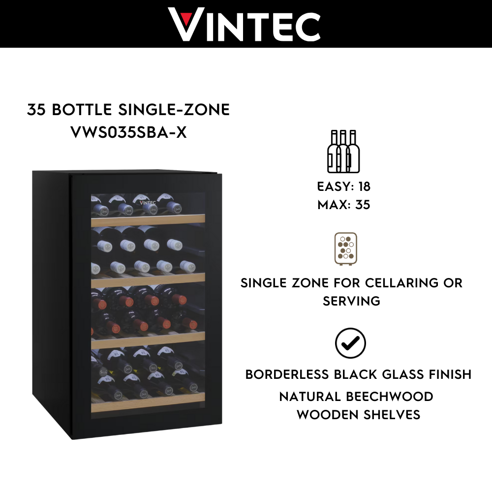 Vintec 35 bottle single zone wine cabinet vws035sba sale