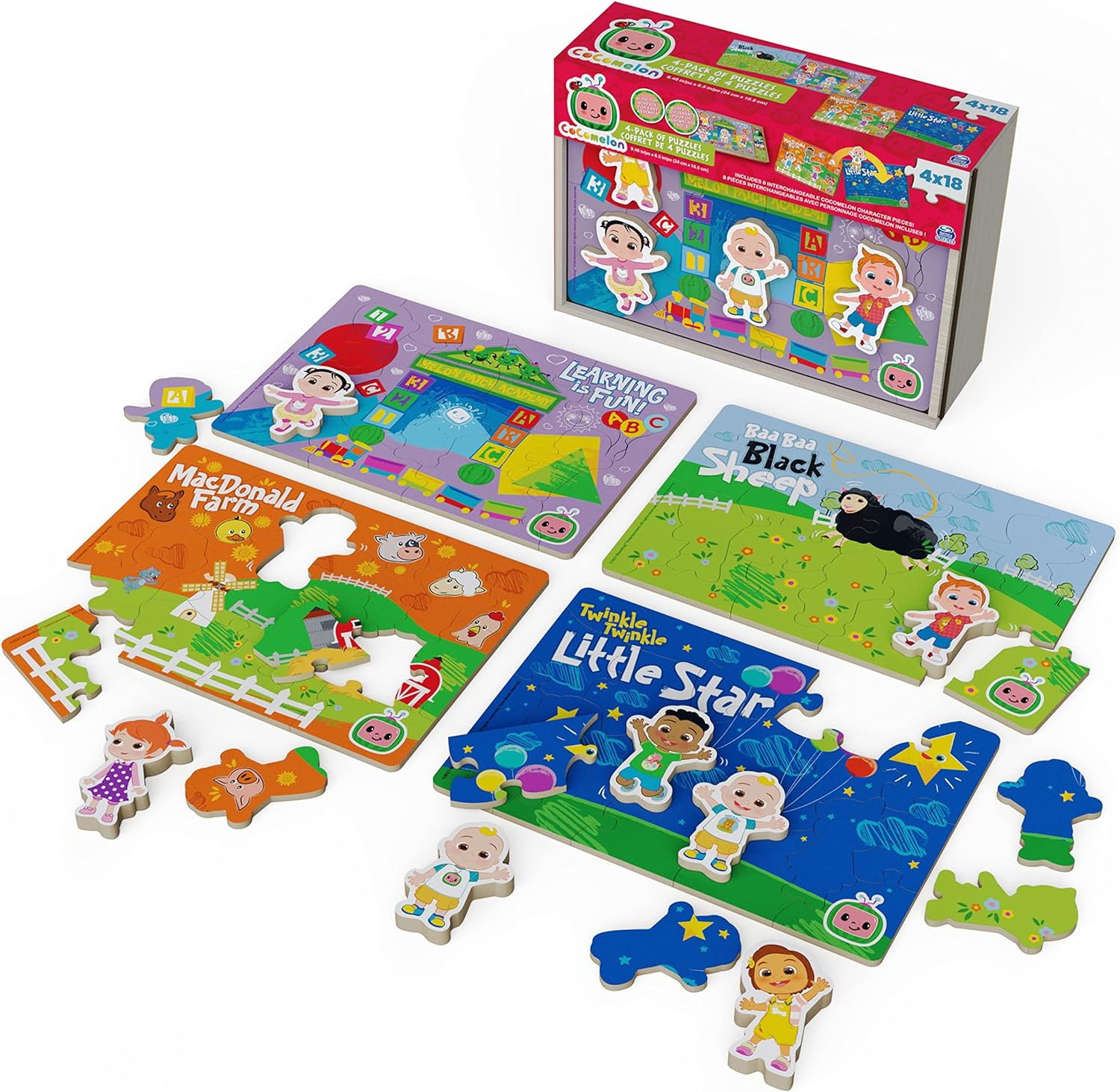 Cocomelon Wooden Puzzles Gift Set with Interchangeable Characters ...