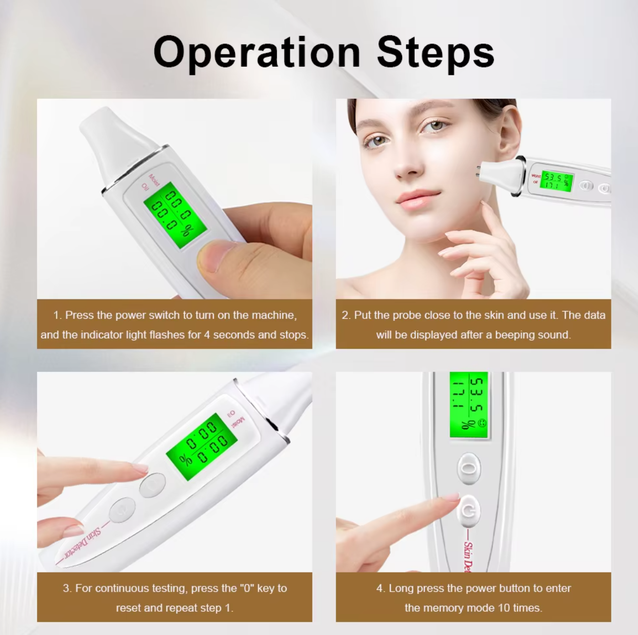 Skin Water Cheek Elastic Skin Age Test Meter Face Skin Moisture & Oil ...