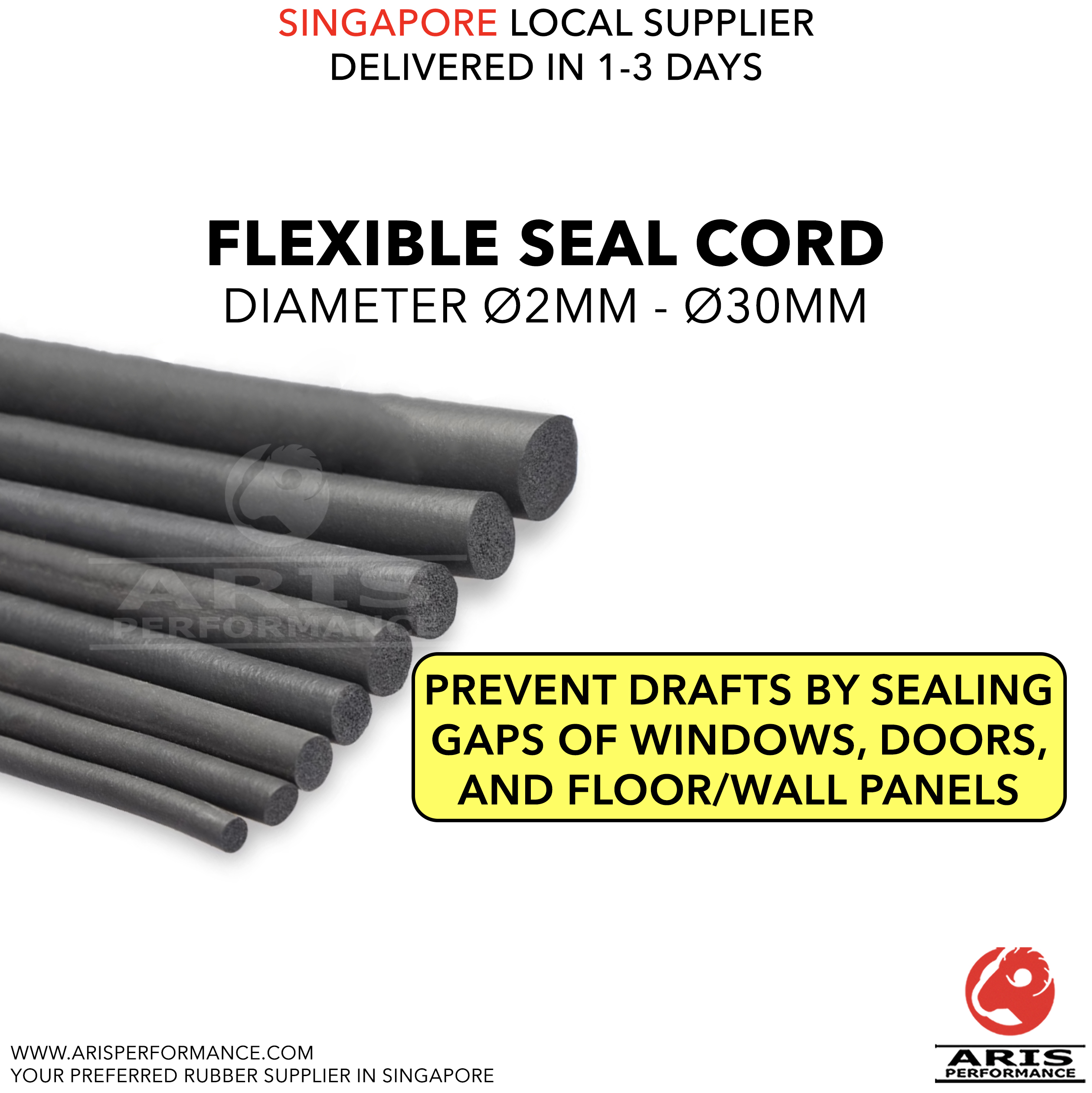 Flexible Sealing Rubber Foam Cord, Waterproof Seal Insert, EPDM Closed ...