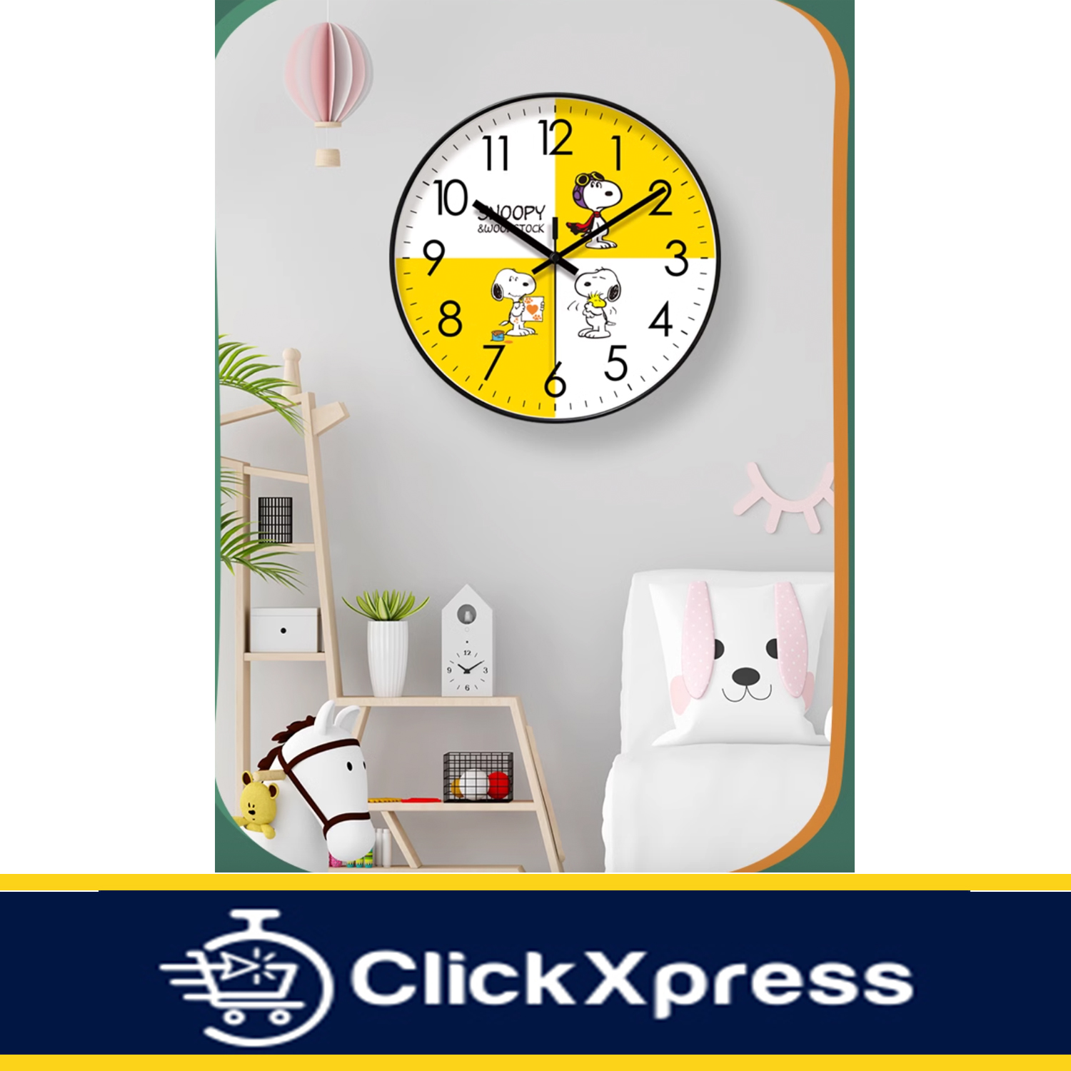Snoopy Clock/12inch/Quartz Silent/Quiet/Wall Clock/ Living Room /Home ...