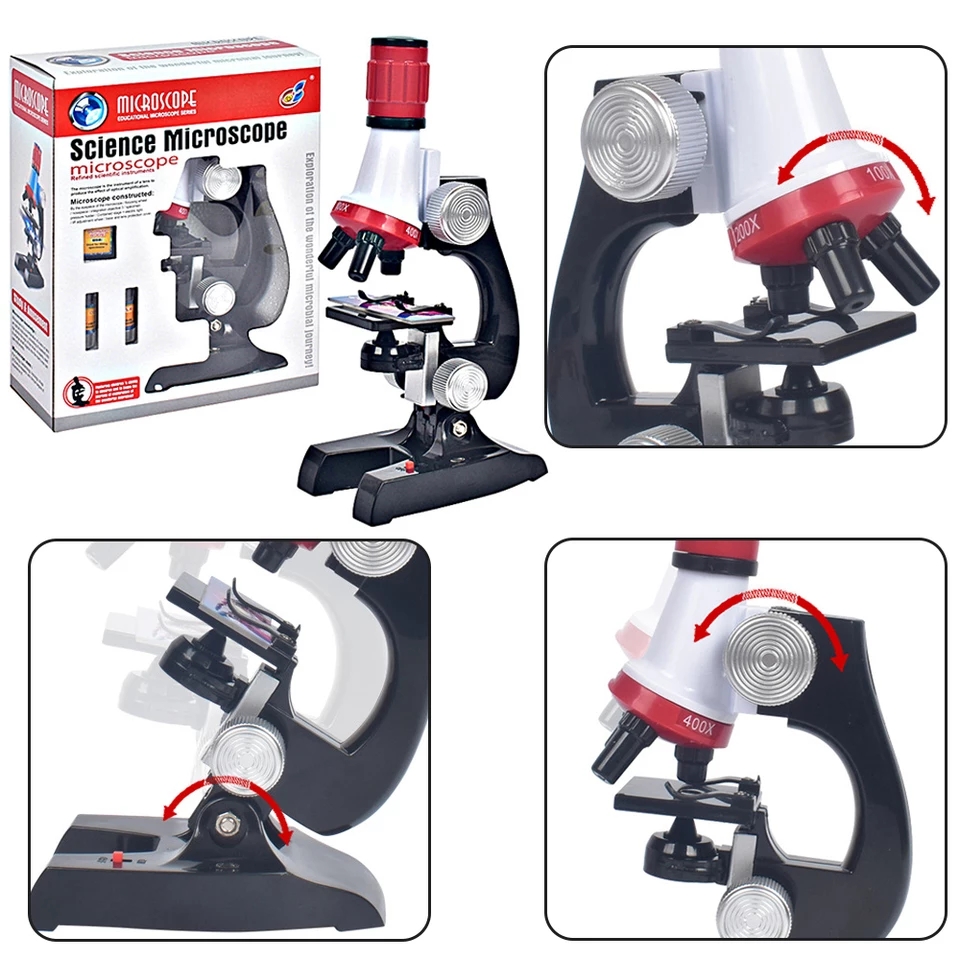 Kids Microscope Kit Home School Educational Toys Children Optical ...