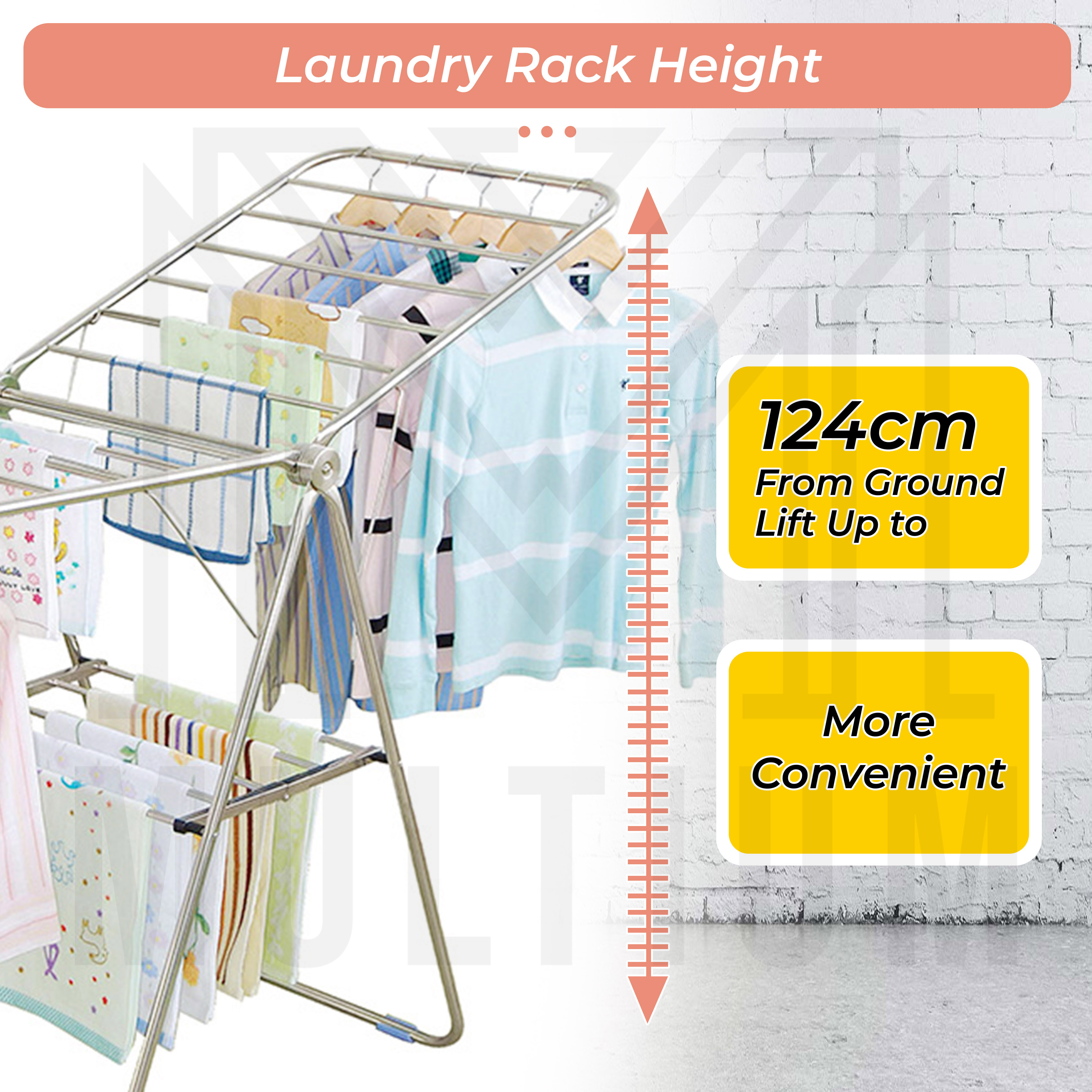 1.5M 2 Tiers Stainless Steel Foldable Laundry Rack |Collapsible Rack ...