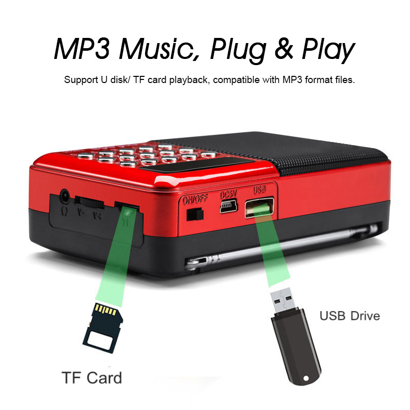 Mini Portable Radio Handheld Digital | FM | USB | TF | MP3 | Player ...