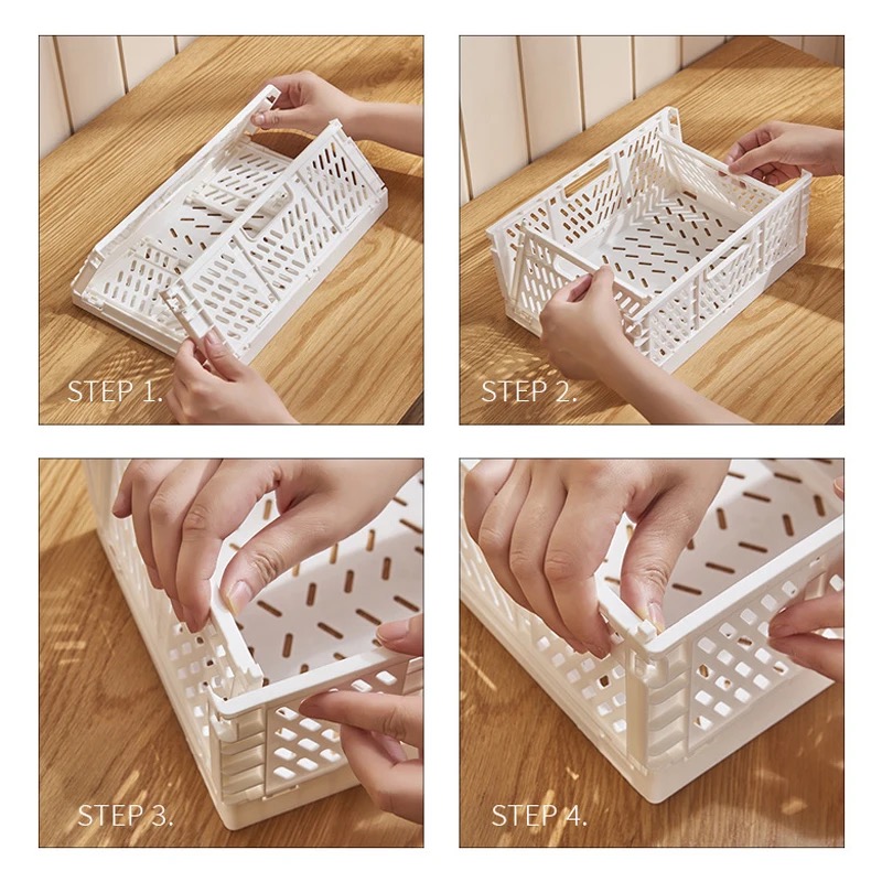 [Ready Stock] Collapsible Storage Basket Folding Stackable Portable ...