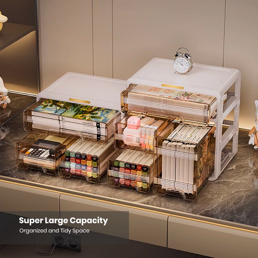 【SG Stock】Stackable Storage Drawer Box/Desktop Organizer Stationery ...