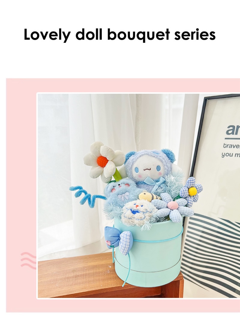 SG Stock Cute Cinnamoroll Kuromi Doll Flower Bucket Bouquet for Wedding ...