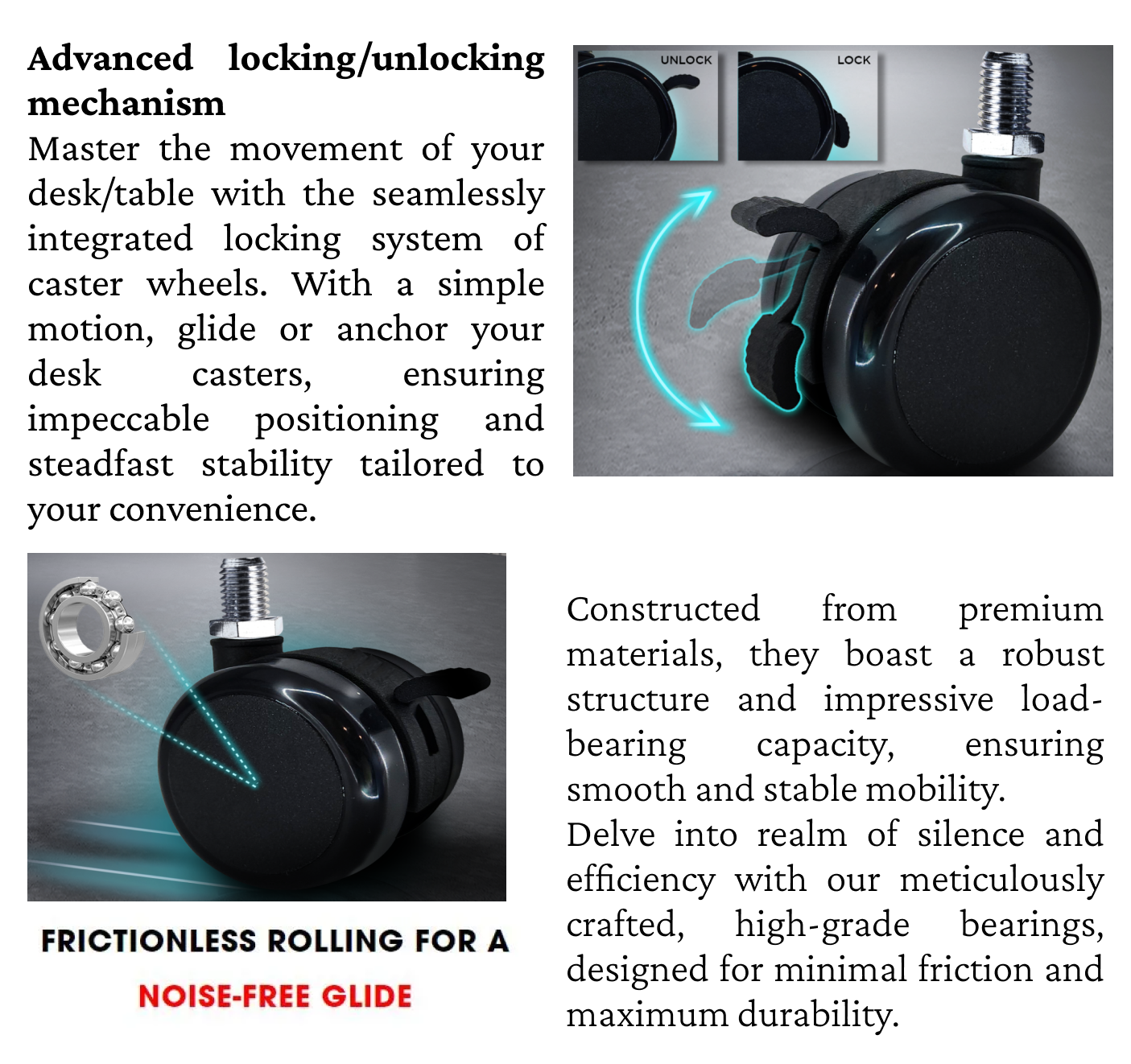 Desk/Table Locking Casters Wheels, Castors Wheels For Furniture ...