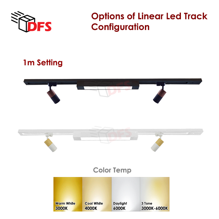DFS LED LIGHT LED Linear Track Light 1pc with Wooden Track Light 2 pcs ...