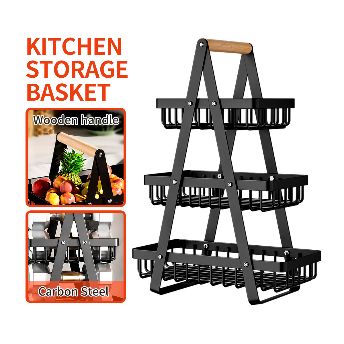 2/3 Tier onion storage rack Fruit Basket Vegetable Storage Kitchen Rack ...