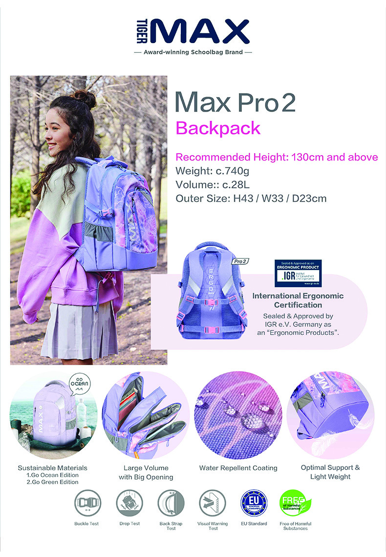 Tiger Max MAX Ergonomic Backpack | Secondary School Bag for Kids 130cm ...