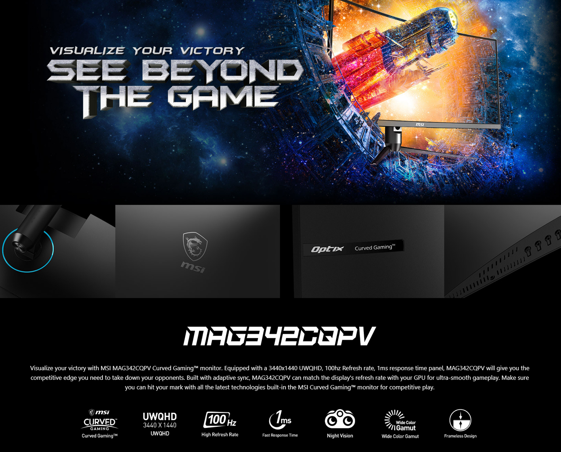MSI MAG342CQPV 34 Curved Gaming Monitor - UWQHD (3440 x 1440) VA