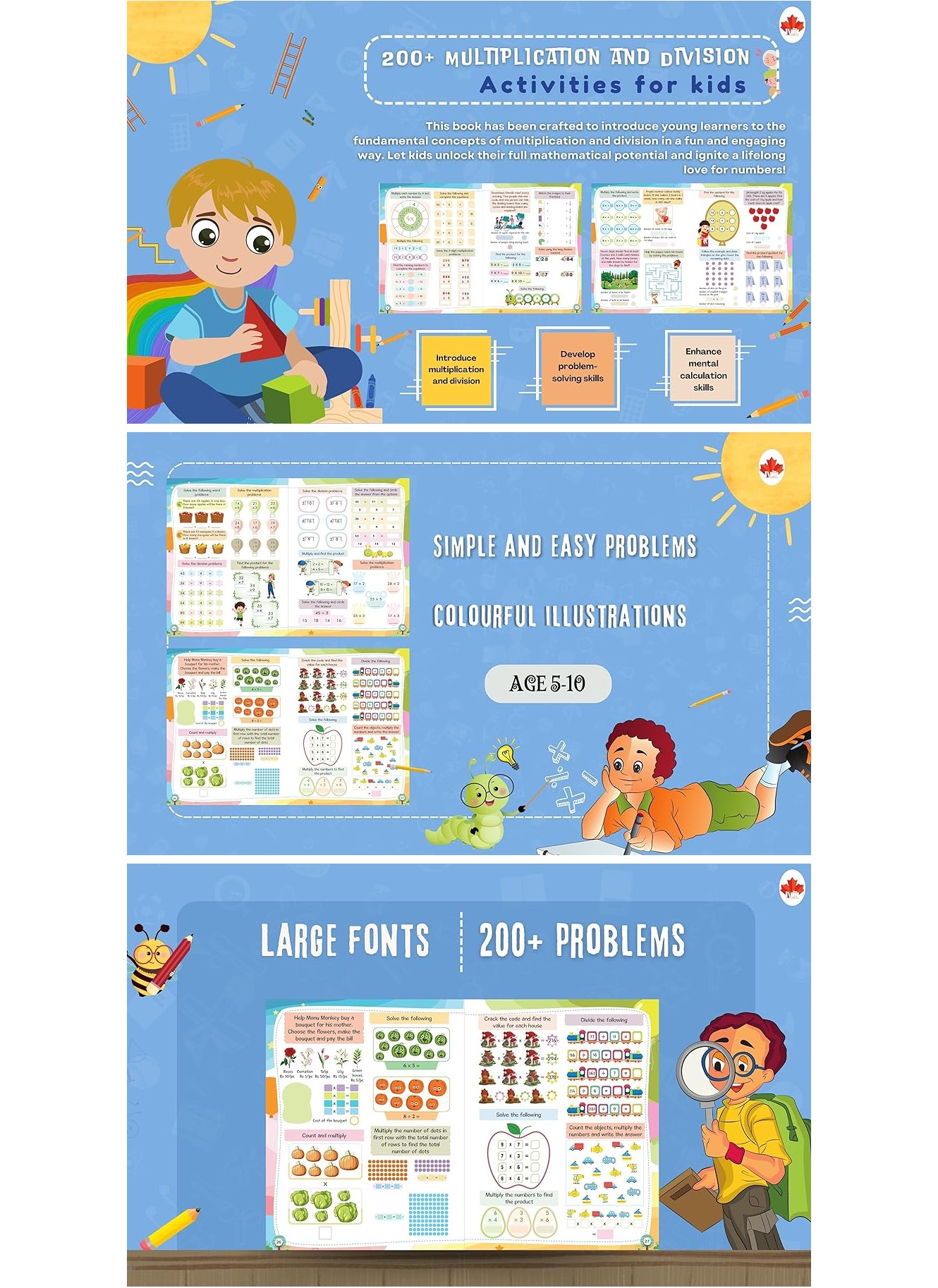 Activity Book/Maths/ 200+ Multiplication and Division for Kids Age 5 ...