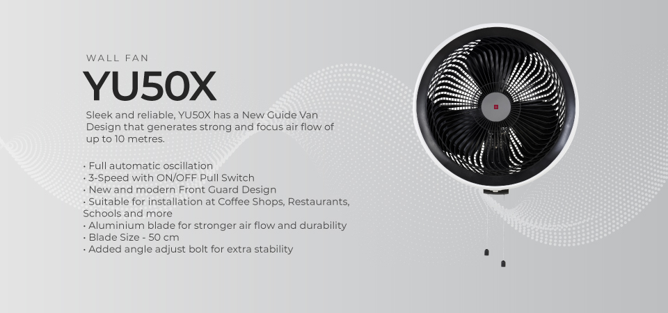 KDK YU50X Industrial Wall Fan with Guide Van Design and 3-Speed ...