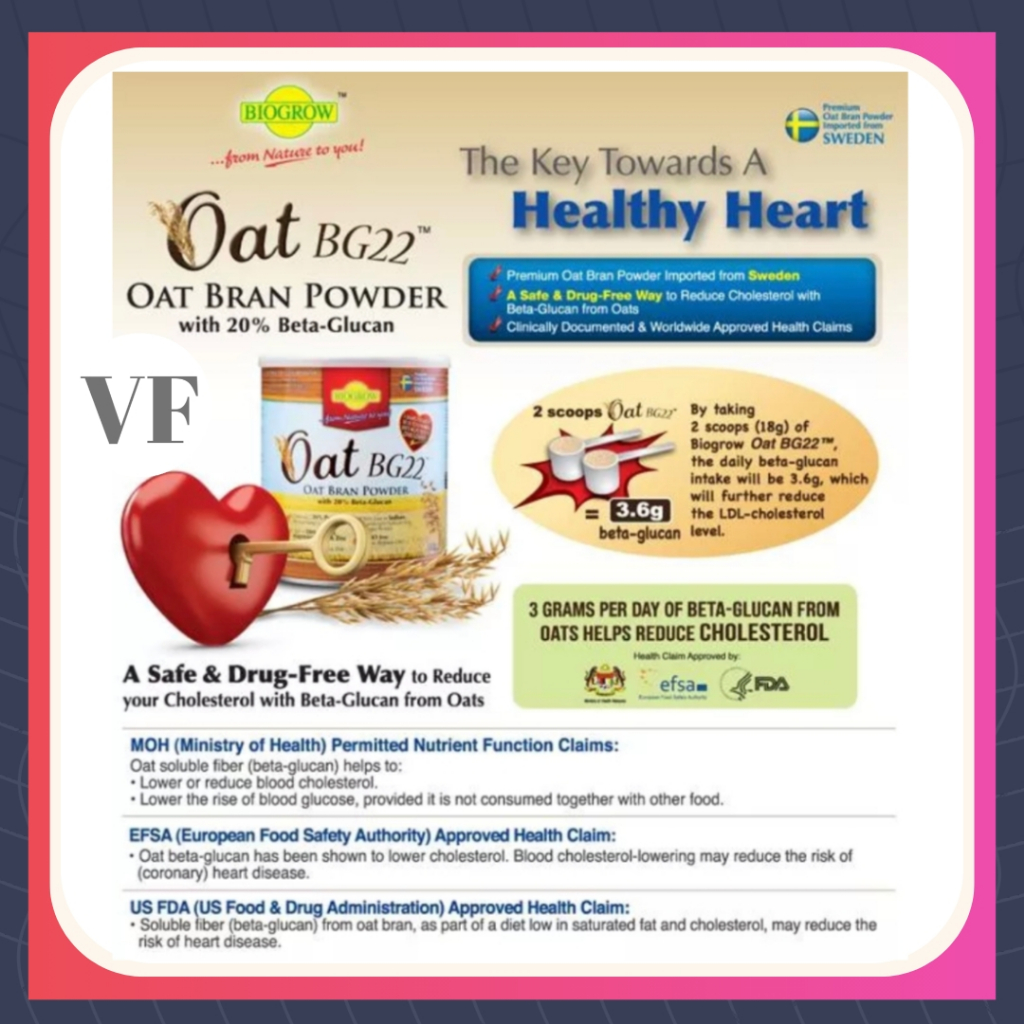 BIOGROW OAT BG22 480g & POWDER SACHET 30's (REDUCE CHOLESTEROL ...