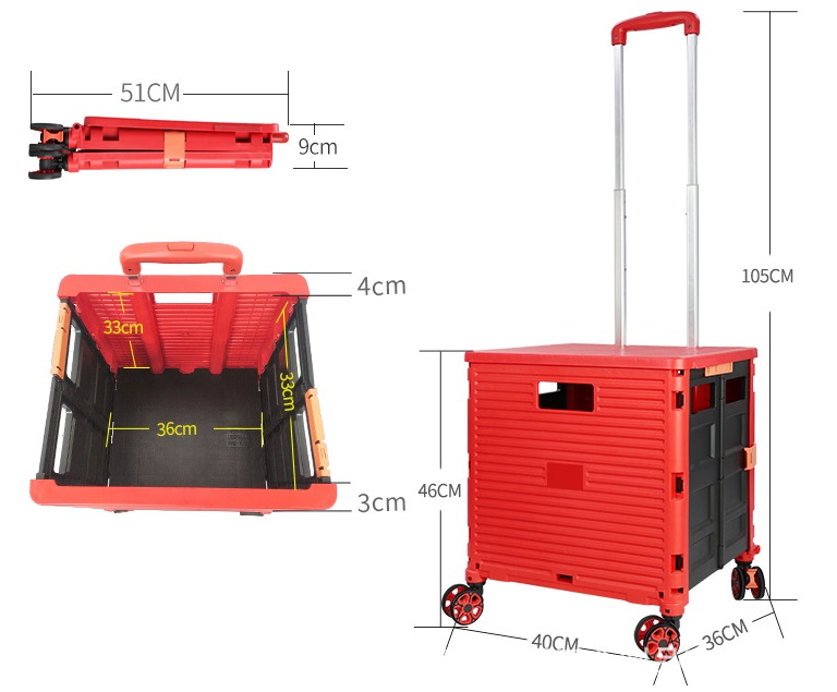 Foldable Shopping Trolley Cart / Large Utility Cart With Cover, 360 ...