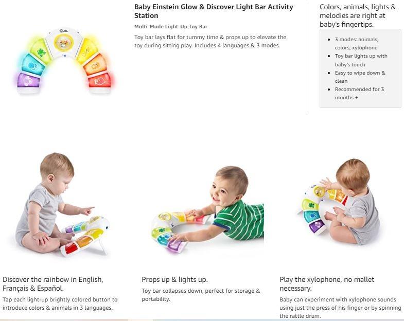 Baby Einstein Glow Discover Light Bar Activity Station Baby