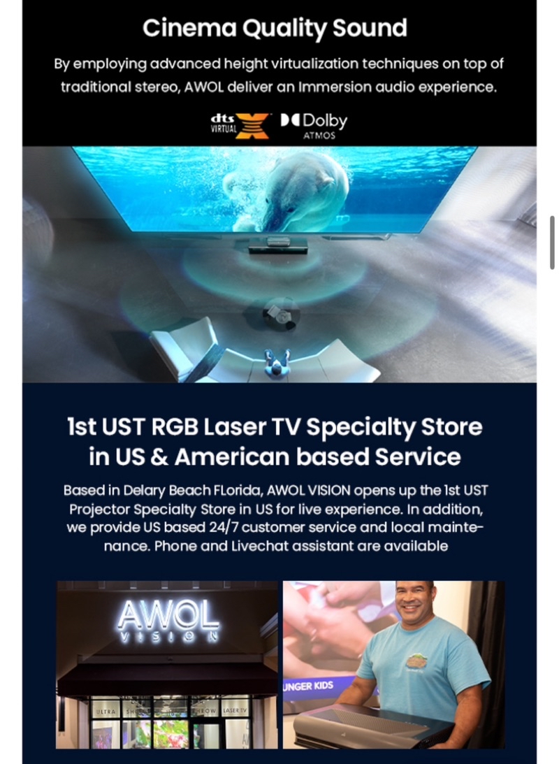 AWOL VISION LTV-3000 Pro 4K 3D Ultra Short Throw Triple Laser Projector  (Global Version) - 2 Years Warranty | Shopee Singapore