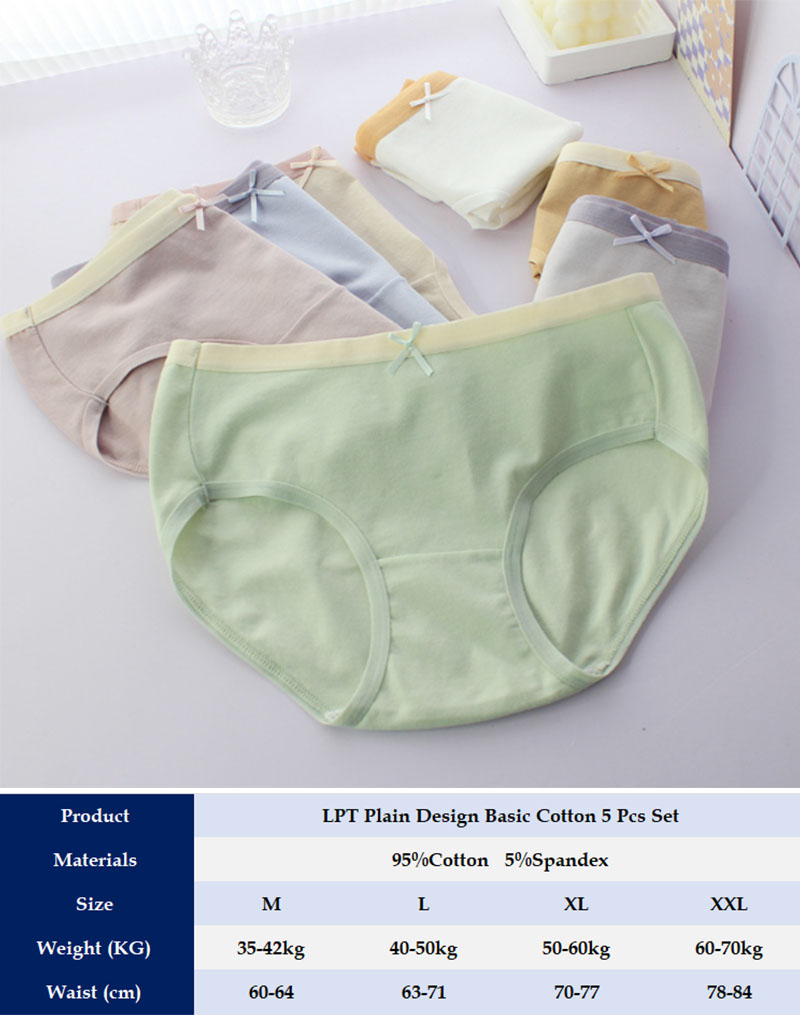 SG InStock) 5 Pcs Set Low-Waist Antibacterial Cotton Panties