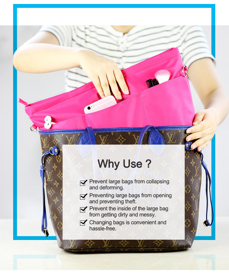 Specool® Nylon Inner Bag Liner bag Purse Organizer Insert with Zipped ...