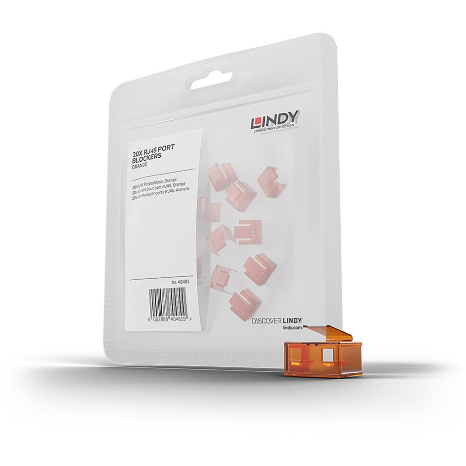 Lindy RJ45 Blocker / Ethernet Blocker / Lan Port Blocker Orange 40480 ...