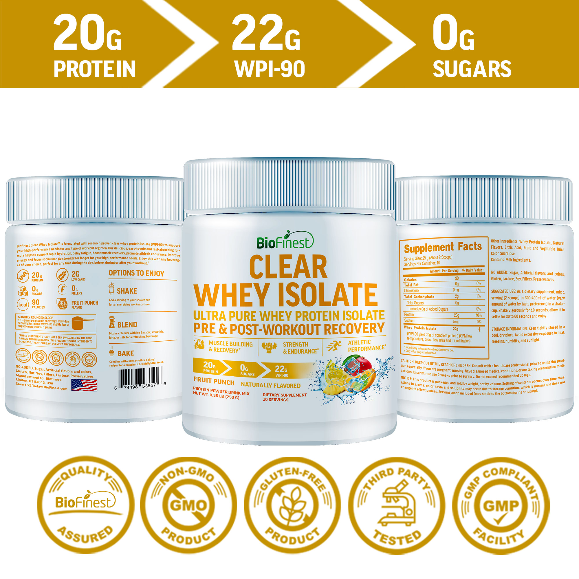 Biofinest Clear Whey Isolate Protein Powder - WPI Muscle Building Pre ...