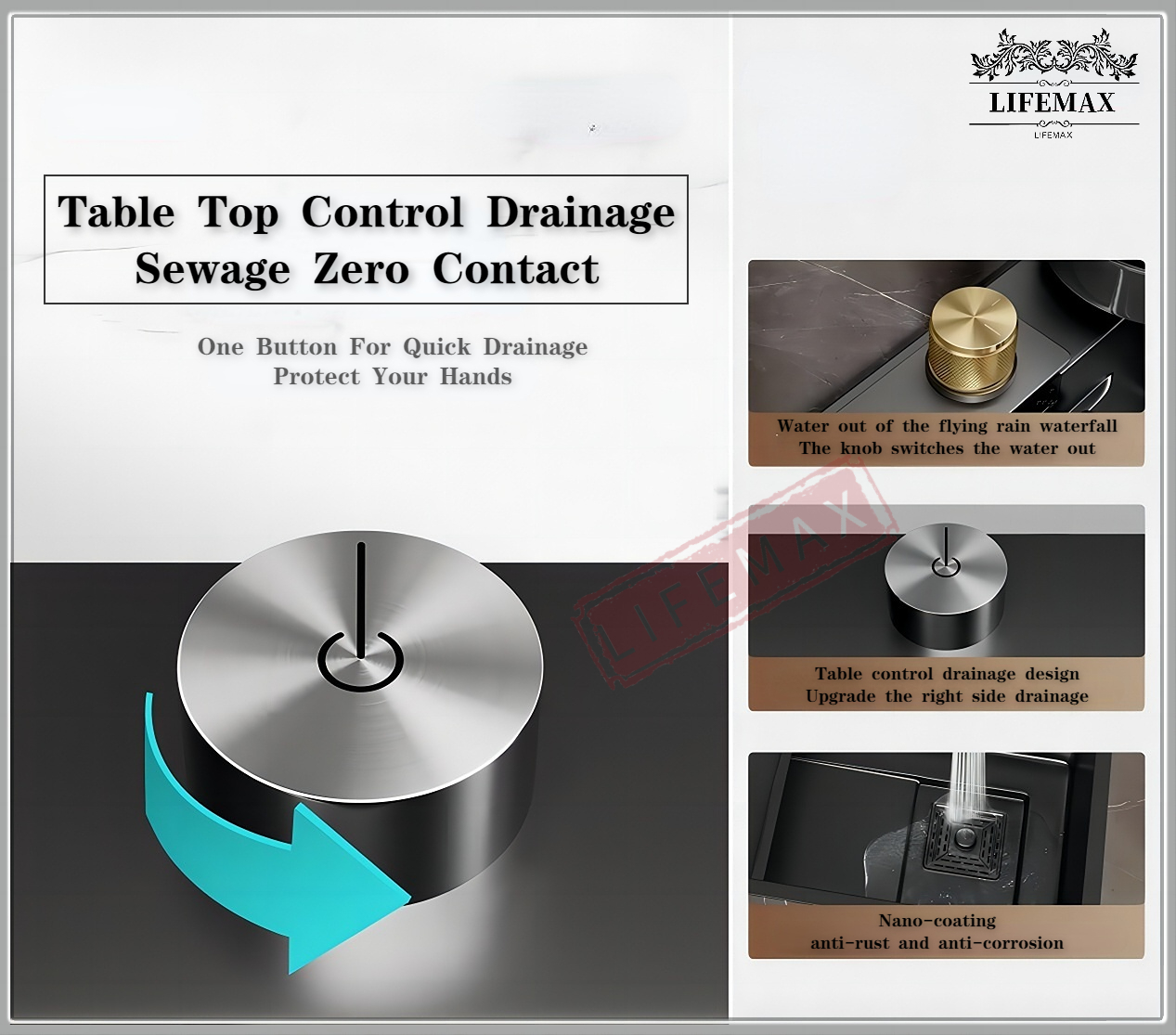 (SG LOCAL STOCK/48H DELIVERY)Black/ Nano Kitchen Sink 304 Stainless ...