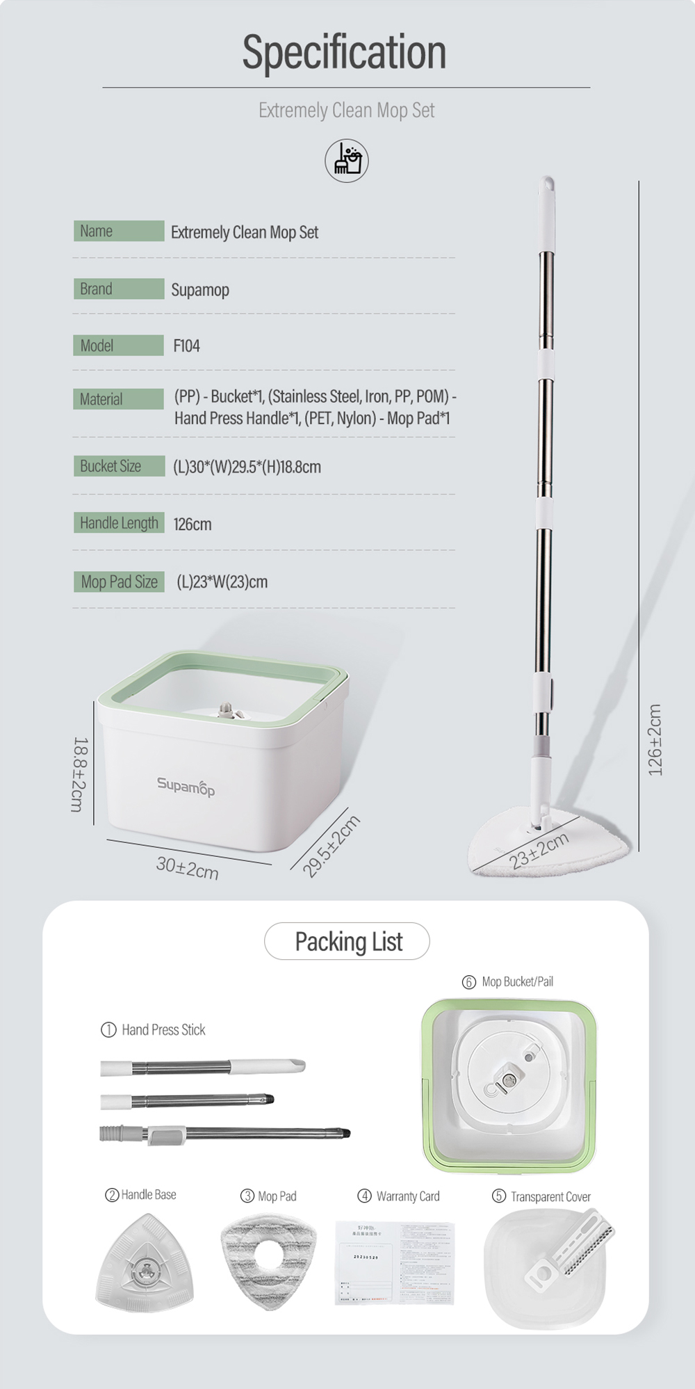 Supamop F104 Extremely Clean Spin Mop Set Clean and Dirty Water ...