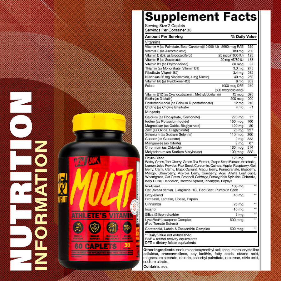 Mutant MULTI 60 Caplets | Supports healthy muscle function | High ...