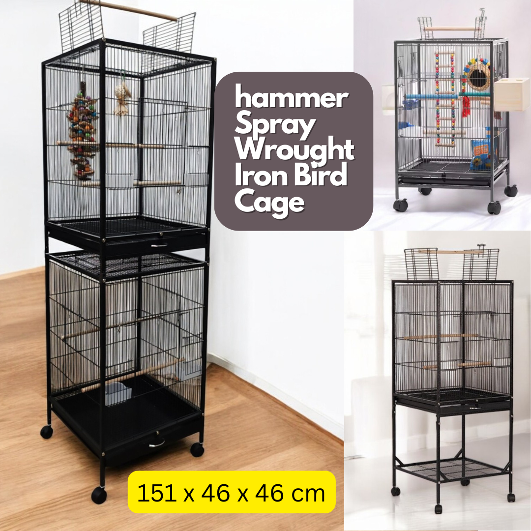 2-Tier | 3-Tier Bird Cage for Parrots | Wrought Iron Parrot Cage Dual ...