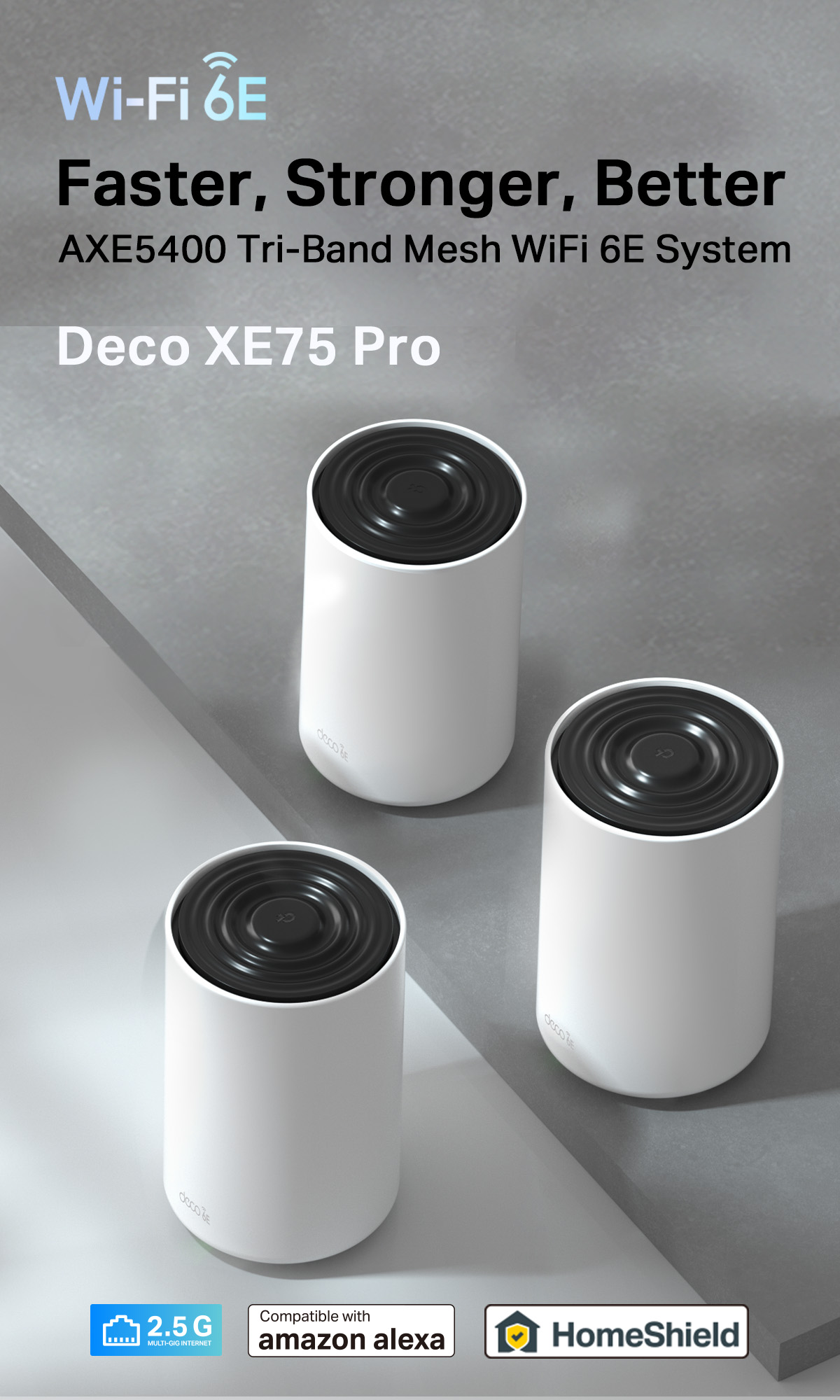 TP-Link Deco XE75 Pro AXE5400 Tri Band Whole Home Mesh WiFi 6E Mesh ...