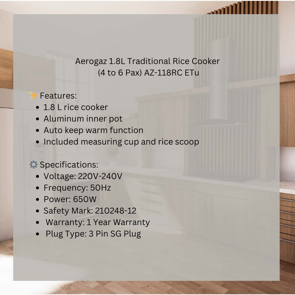 Aerogaz 1.8L Traditional Rice Cooker (4 to 6 Pax) AZ-118RC ETu | Shopee ...