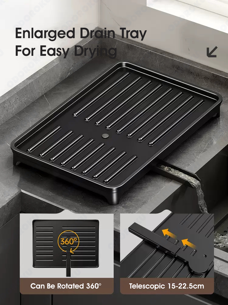 ODOROKU 2 Tier Dish Rack with Drainer Cup Holder Utensils Holder and ...