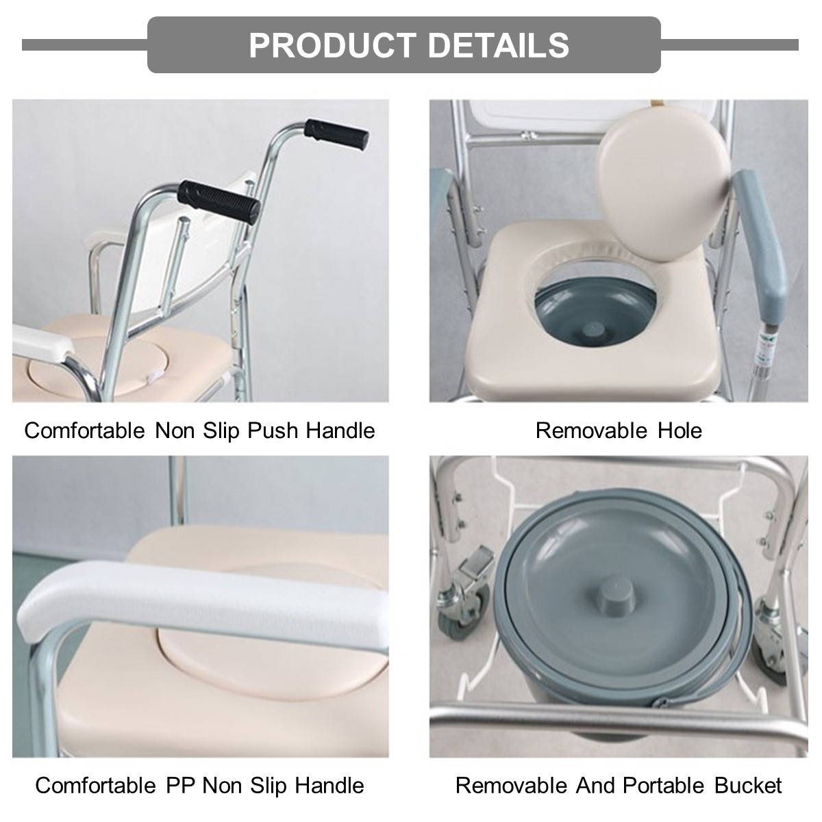 🏅Premium Aluminum Alloy Commode Chair Toilet Chair Shower Chair With ...