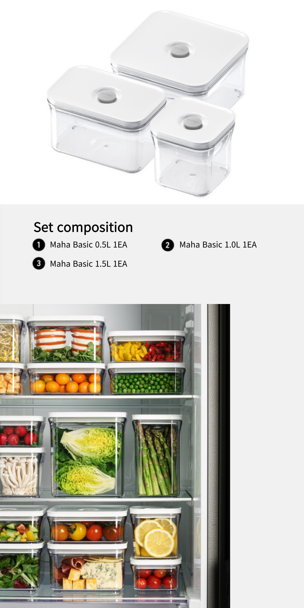 [VAKUEN] Vakuen Maha Basic 3-piece set premium vacuum food storage ...
