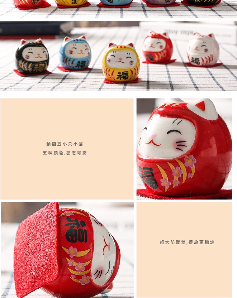 ABOOFAN 5pcs Mini Daruma Doll Statues – Japanese Ceramic Fortune Figurines For Desk & Car Decor - View #8