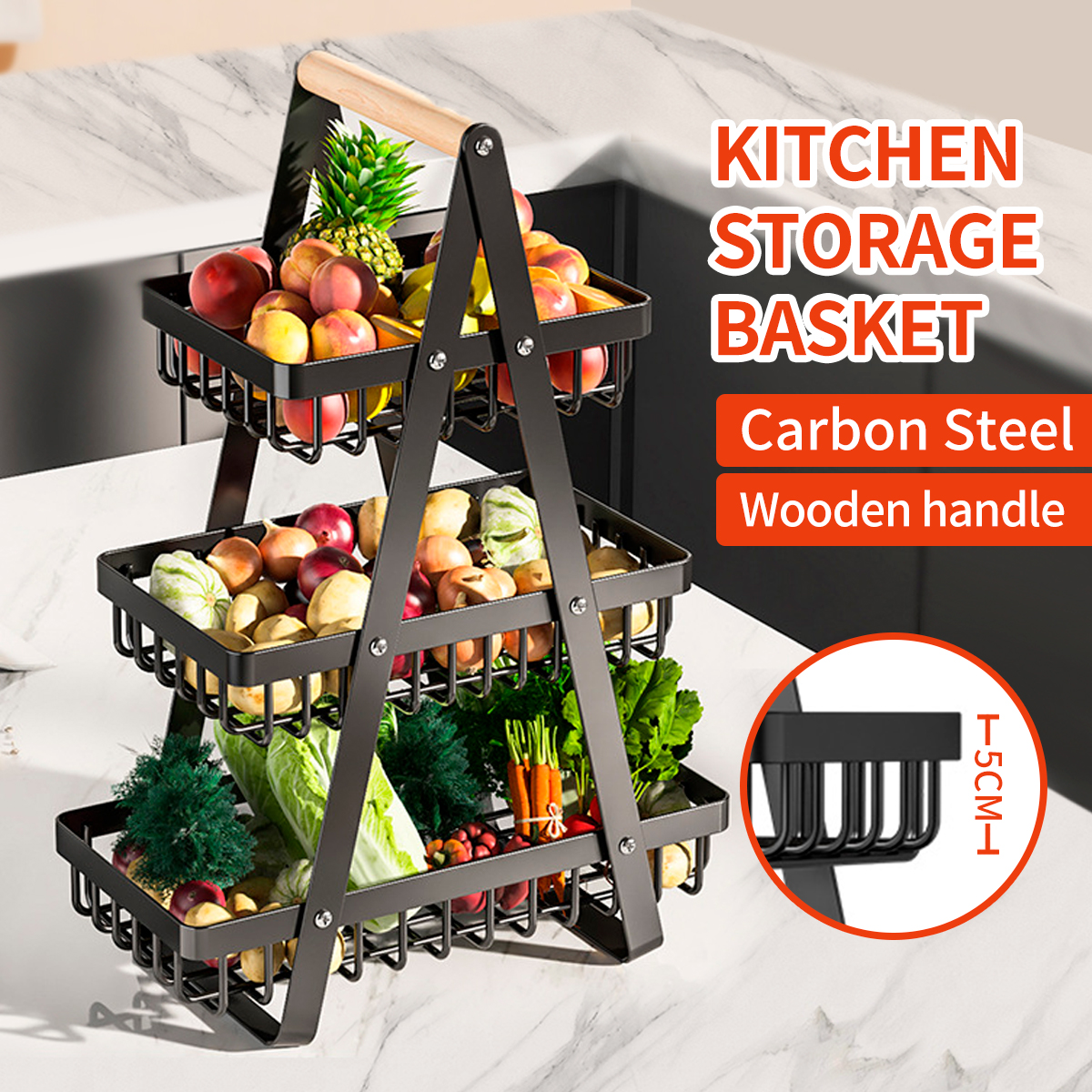 2/3 Tier onion storage rack Fruit Basket Vegetable Storage Kitchen Rack ...