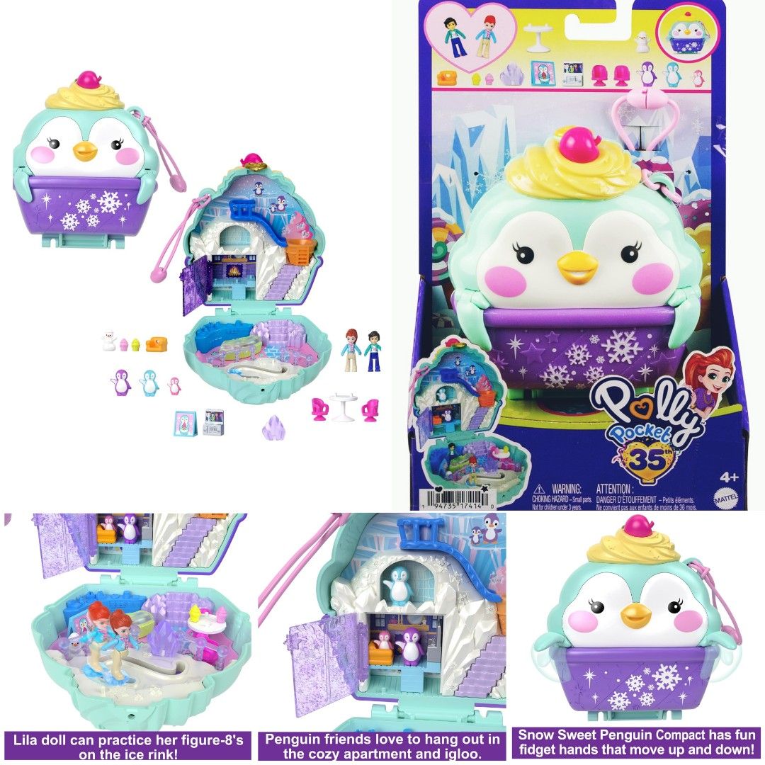 Polly Pocket Dolls and Playset, Travel Toy with Fidget Exterior, Snow ...