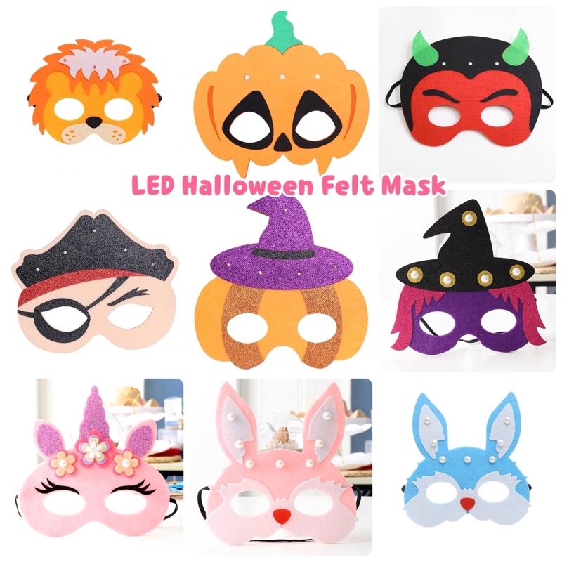 [SG Seller] LED Animal Felt Masks (Adults/ Kids) Animals Pumpkin Pirate ...