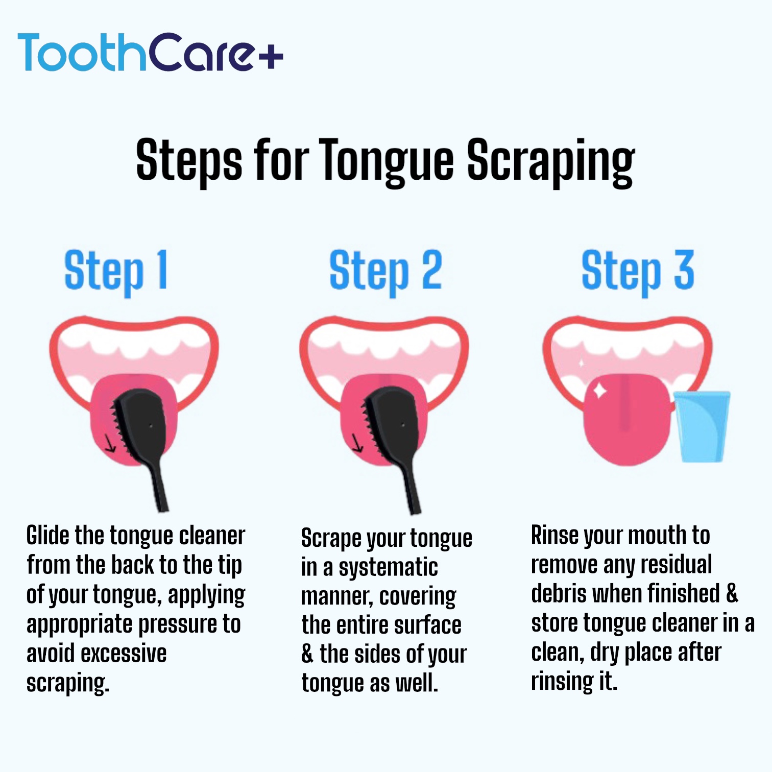 ToothCare+ Tongue Cleaner (10-Layered Widened Soft TPR Scraper Blades ...