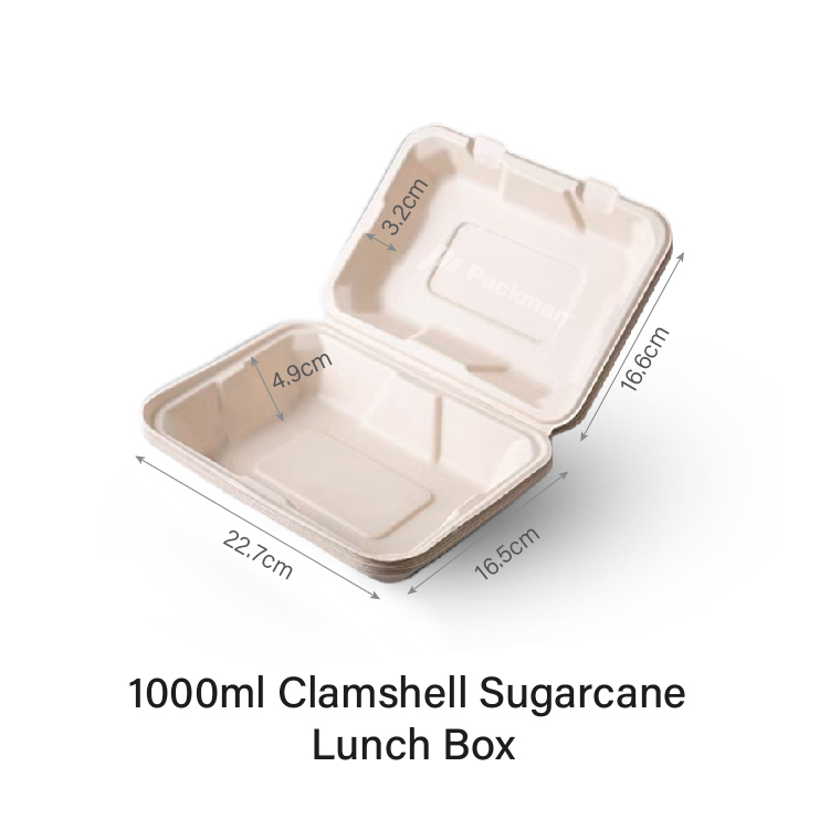 BAGASSE Sugarcane Clamshell Lunch Box/Food Container Take Away Lunch ...