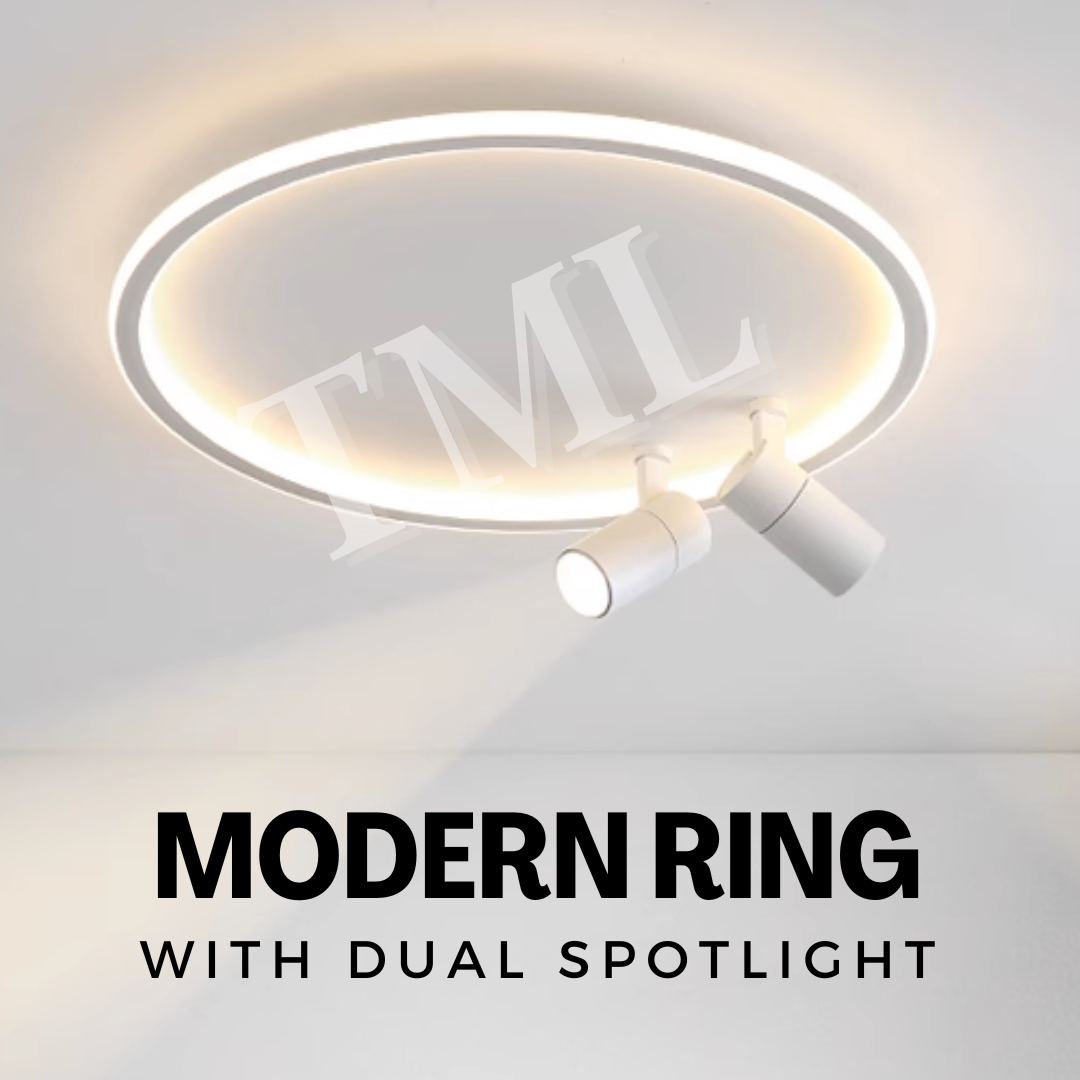 Modern Ring Halo with Spotlight Designer LED Ceiling Light Tri