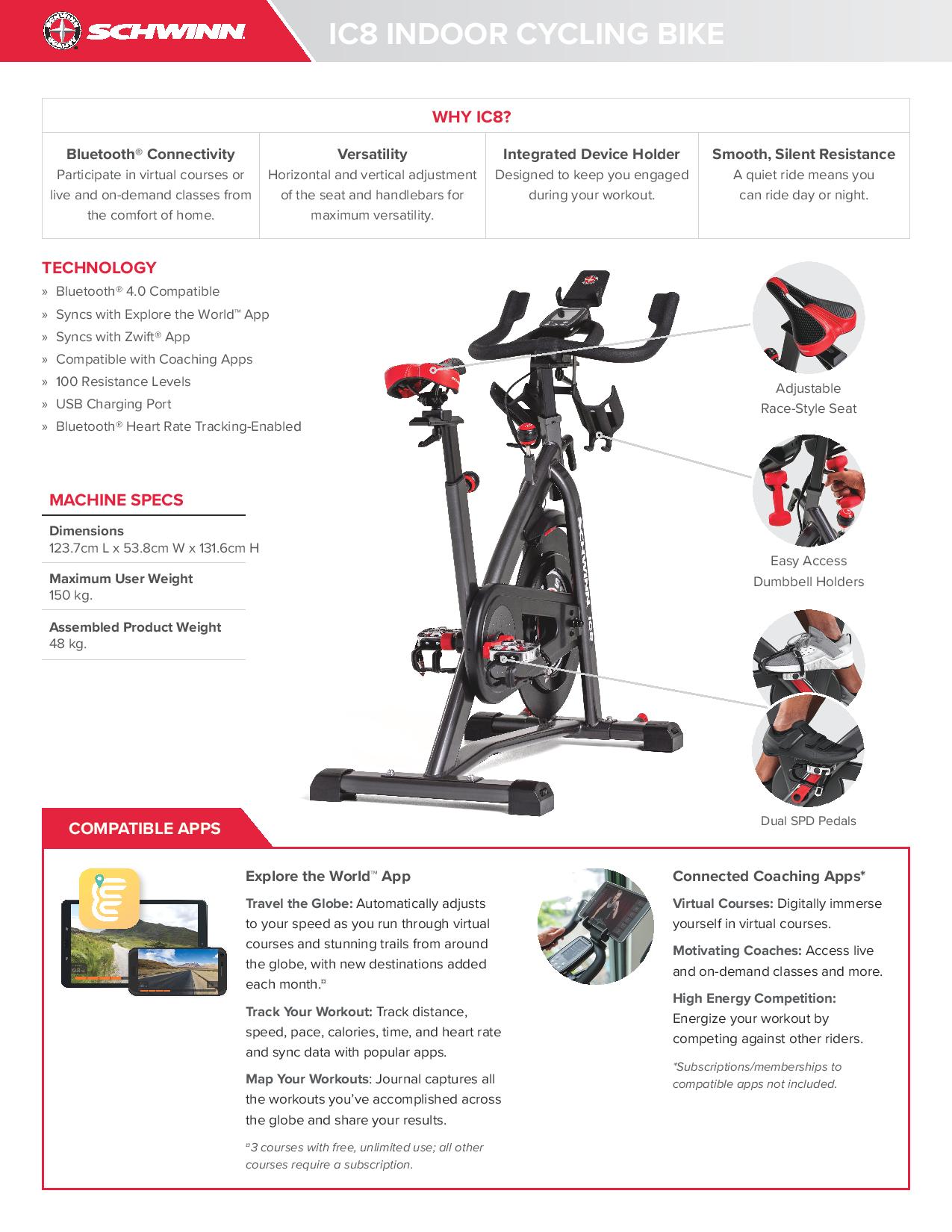 Schwinn ic8 dimensions deals