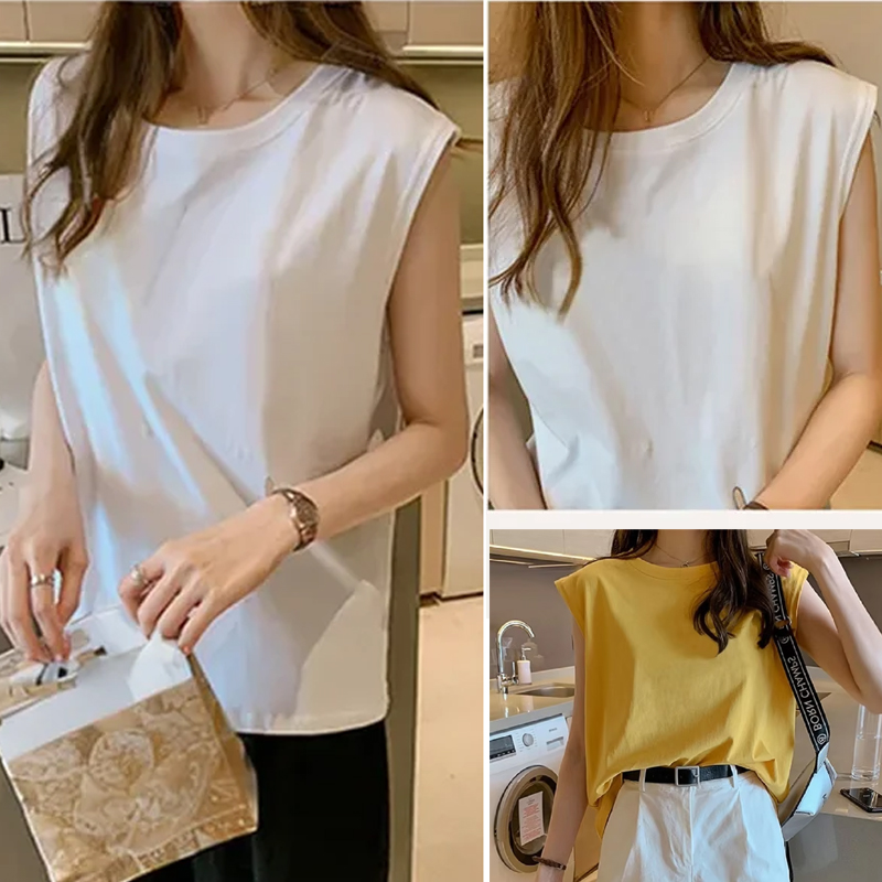 Muuv-It Women Sleeveless Tank Top Loose Shoulder Pad Design Korean ...