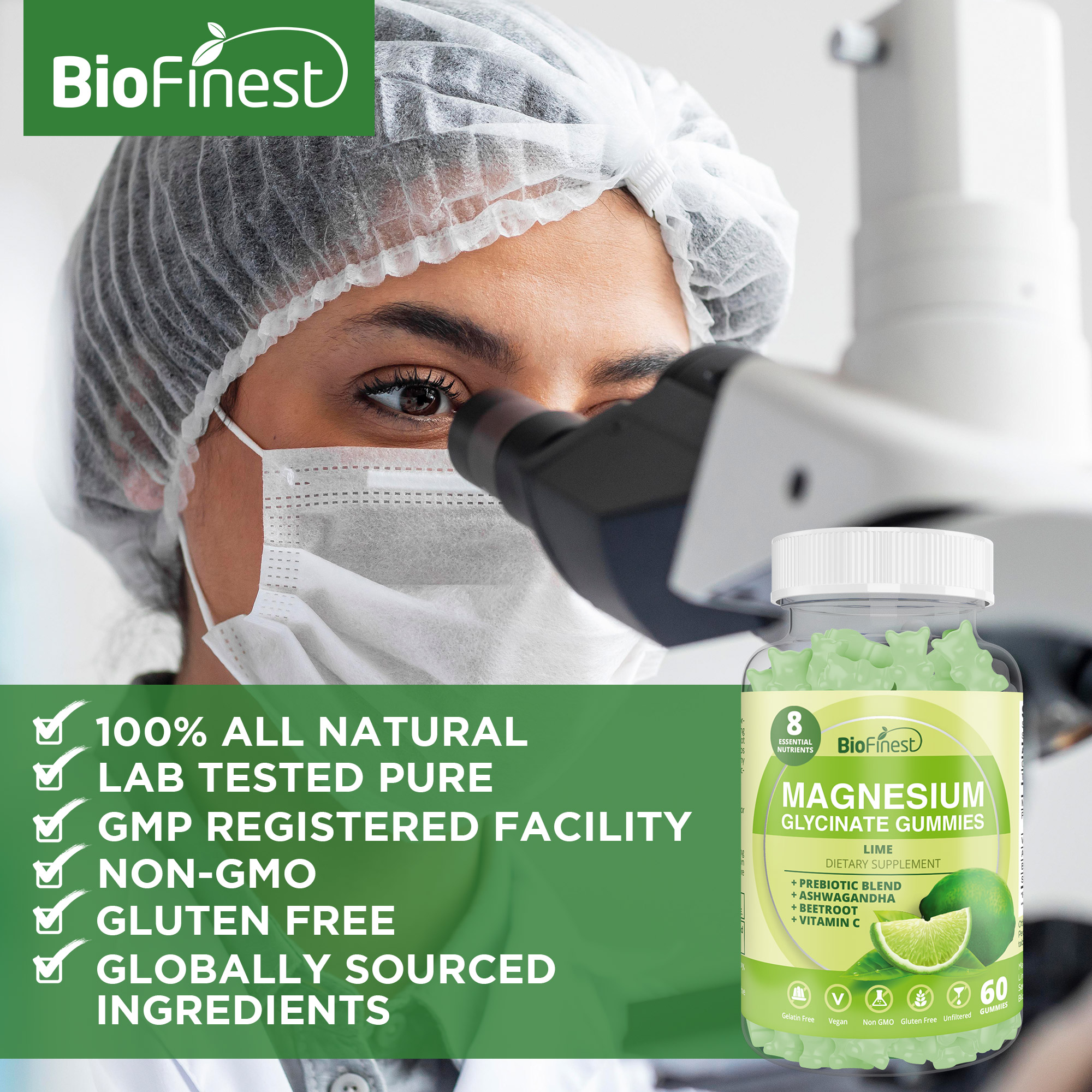 Biofinest Magnesium Glycinate Gummy Supplement Vitamin C Ashwagandha ...