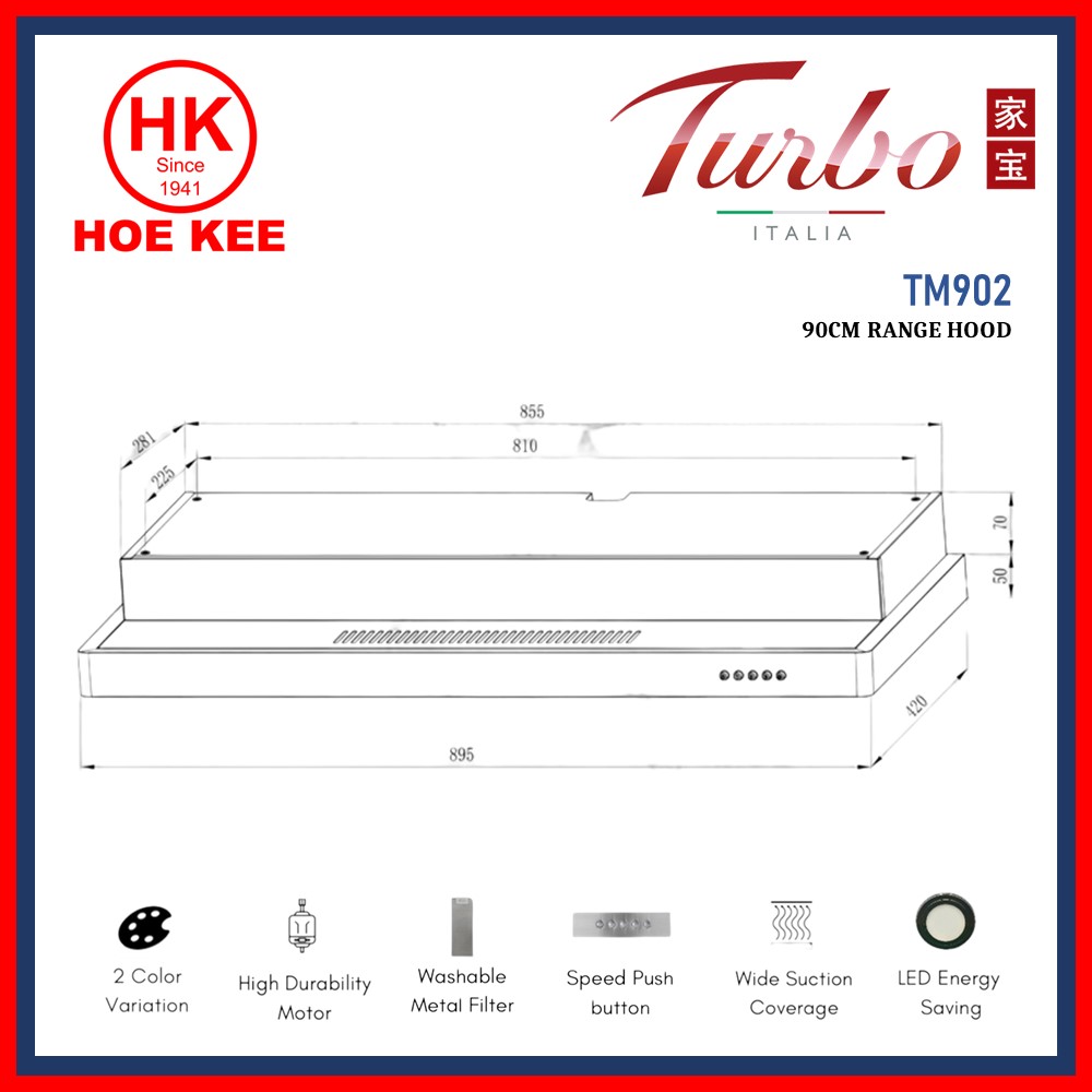 Turbo Incanto TM902 Series 90cm Range Hood | Shopee Singapore