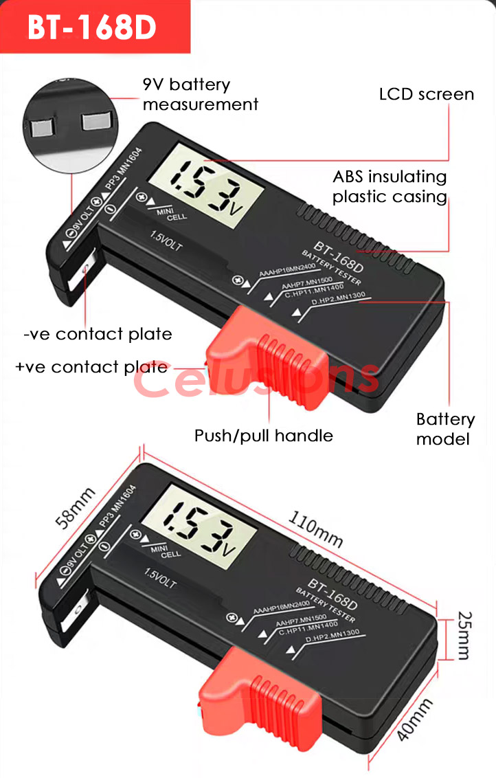 【SG Seller】 ️Digital Meter Battery Tester ️Tool AA AAA C D 9V Button ...