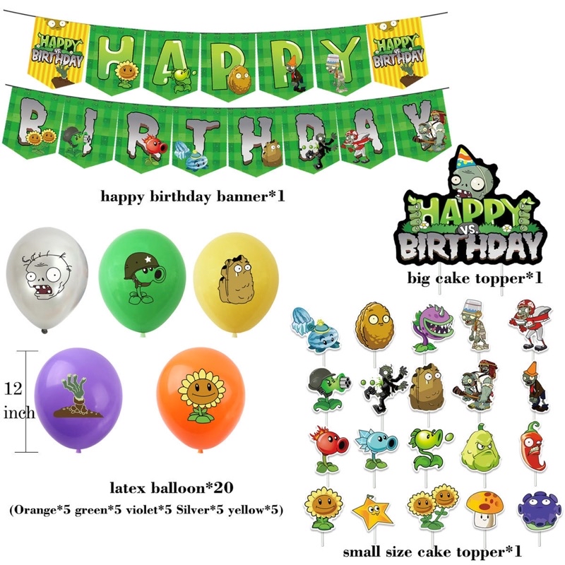 [SG Seller] Plants Vs Zombies Theme B PVZ Balloons Set Birthday Party ...